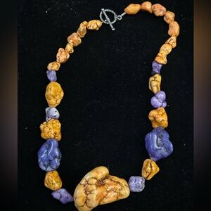 Elegant Purple and Yellow Howlite Stone Necklace